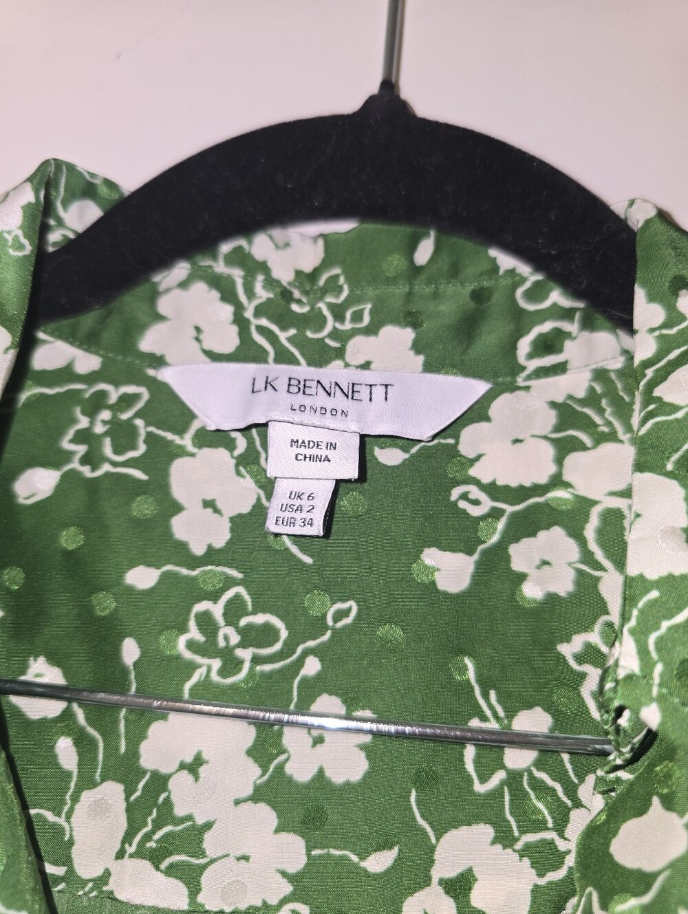LK Bennet Silk Sophie Wildflower Dress Green White Midi 2 XS Summer Boho Maxi - Picture 3 of 16